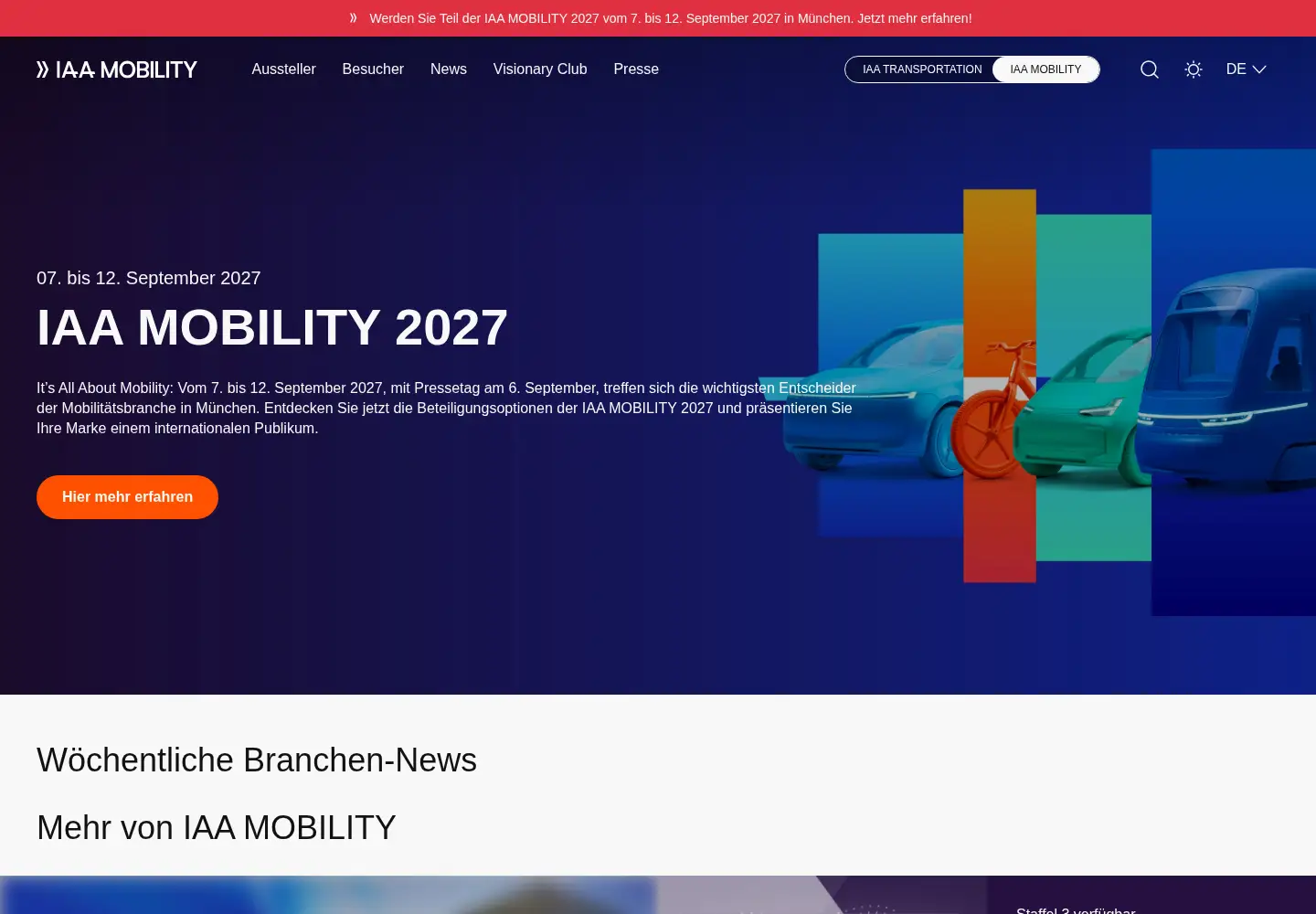 Captured homepage of iaa.de in the current scan