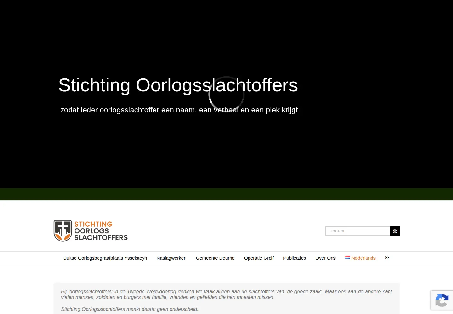 Captured homepage of oorlogsslachtoffers.nl in the current scan