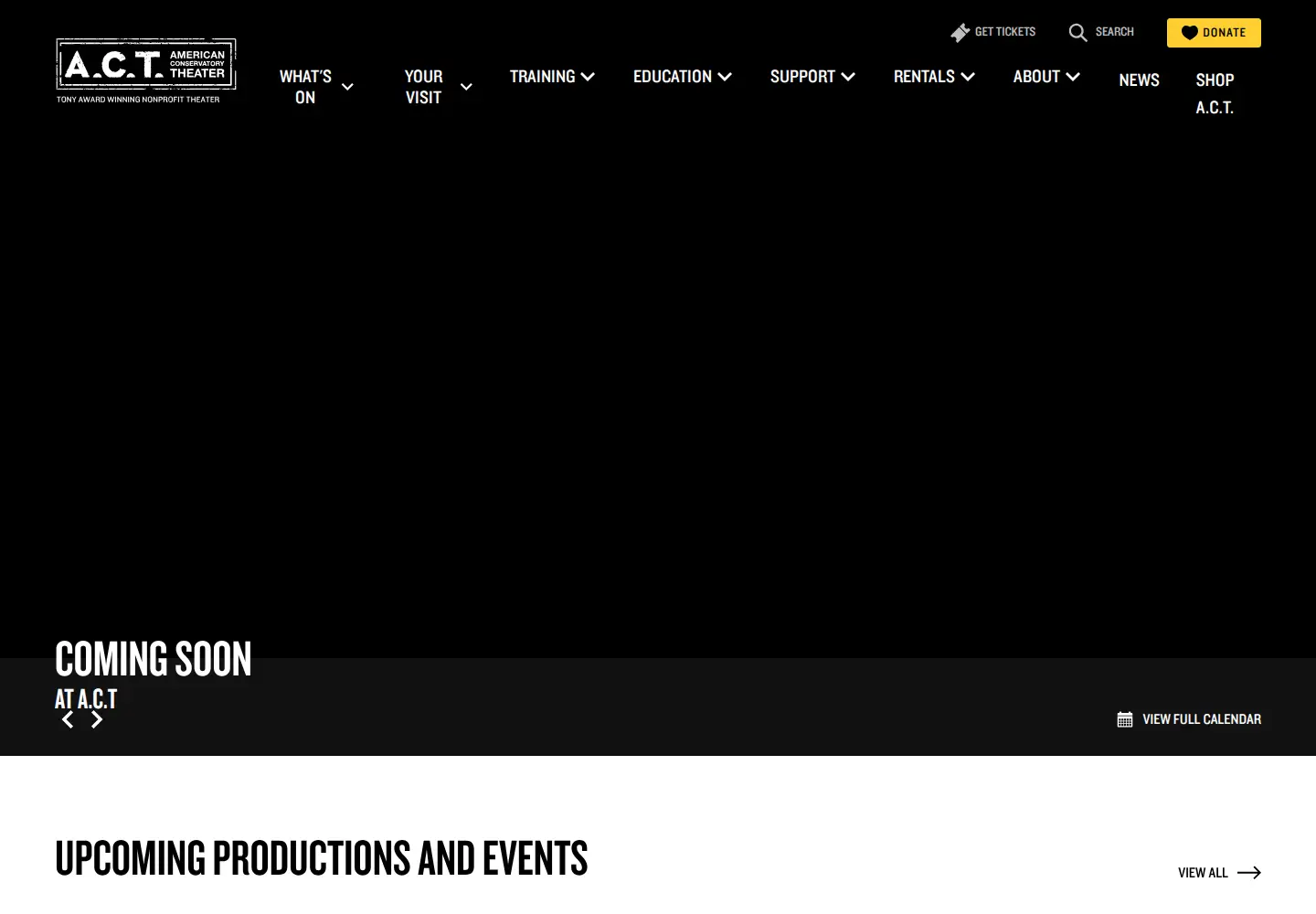 Captured homepage of act-sf.org in the current scan