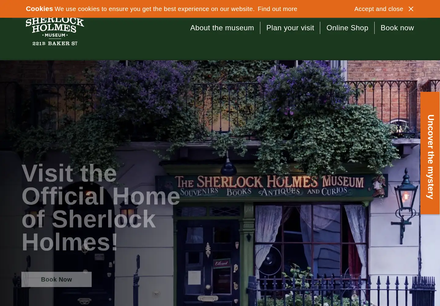 Captured homepage of sherlock-holmes.co.uk in the current scan