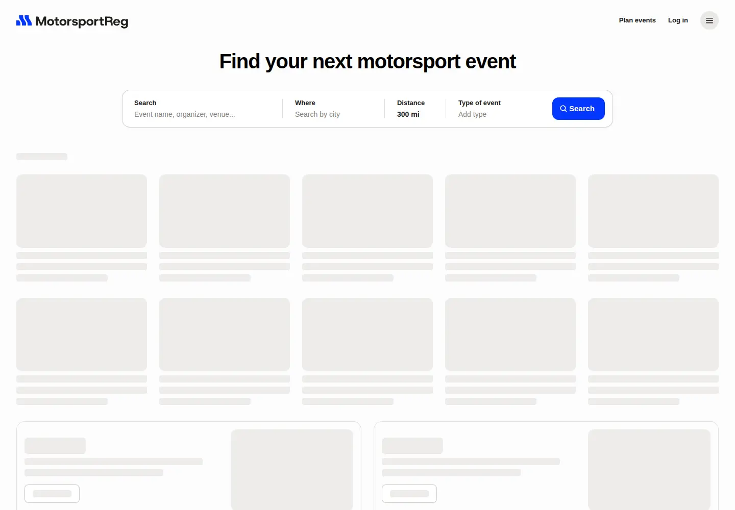 Captured homepage of motorsportreg.com in the current scan