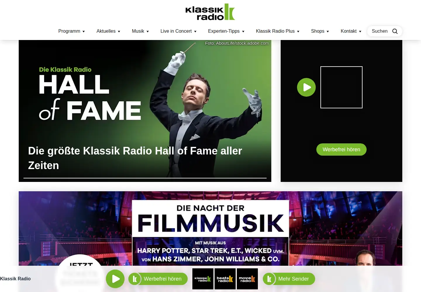 Captured homepage of klassikradio.de in the current scan
