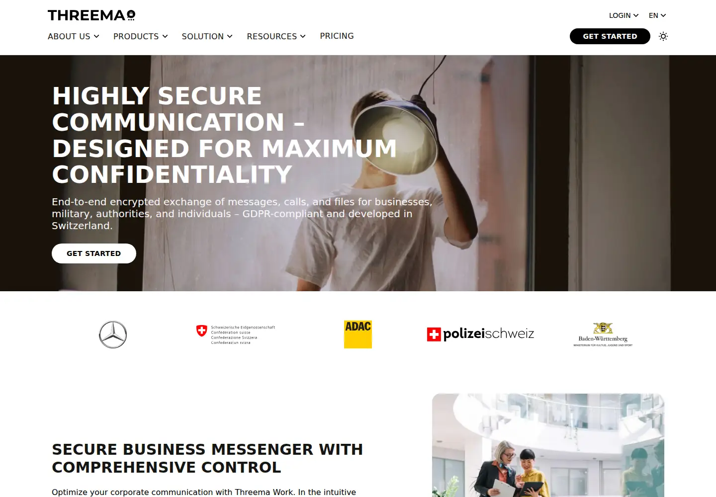 Screenshot of threema.com
