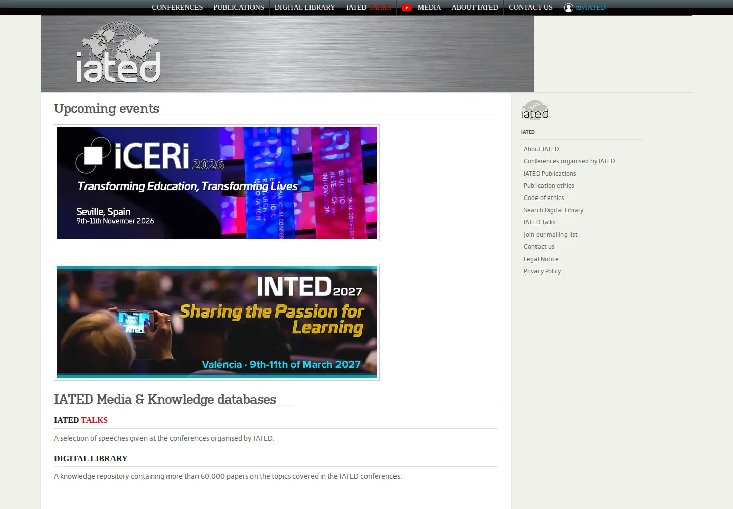 Captured homepage of iated.org in the current scan