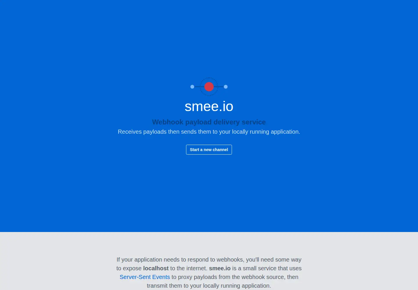 Captured homepage of smee.io in the current scan