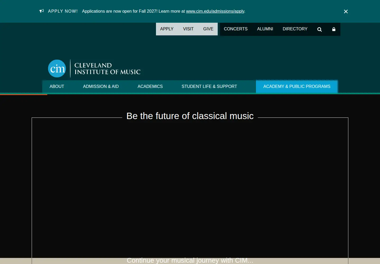 Captured homepage of cim.edu in the current scan