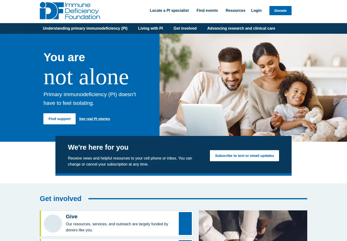 Captured homepage of primaryimmune.org in the current scan