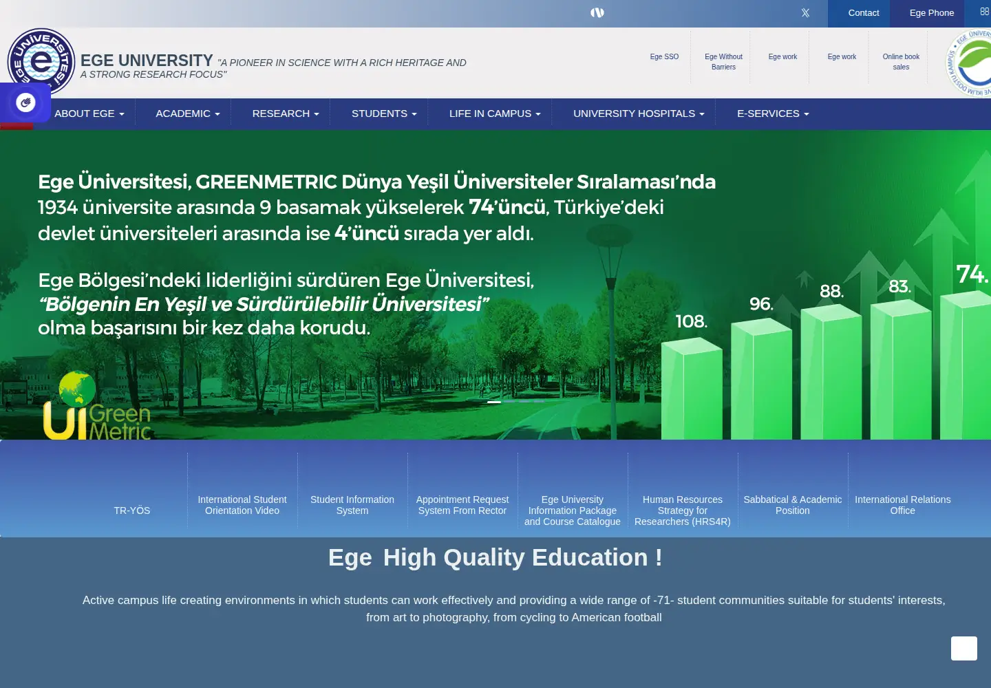 Screenshot of ege.edu.tr