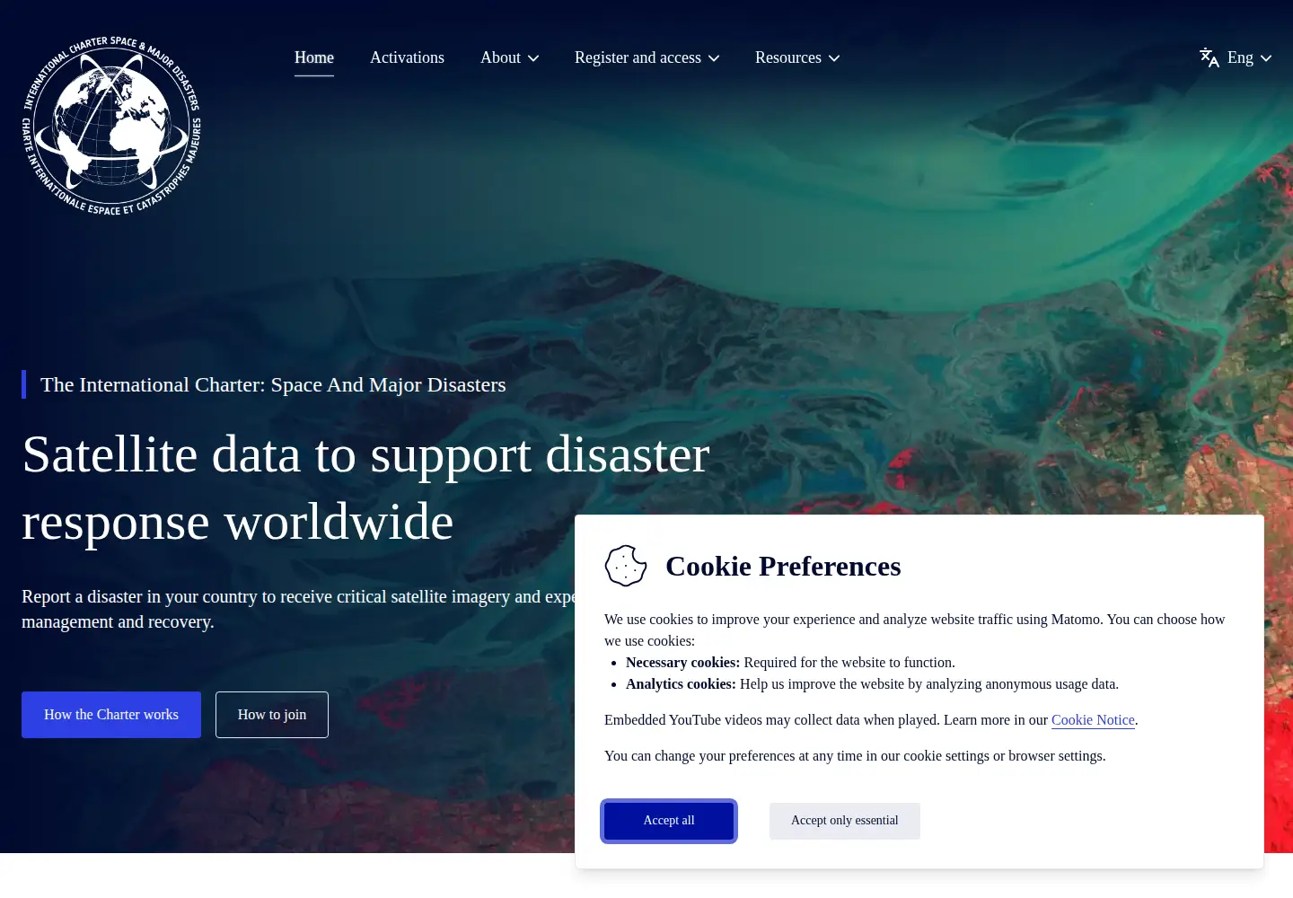 Screenshot of disasterscharter.org