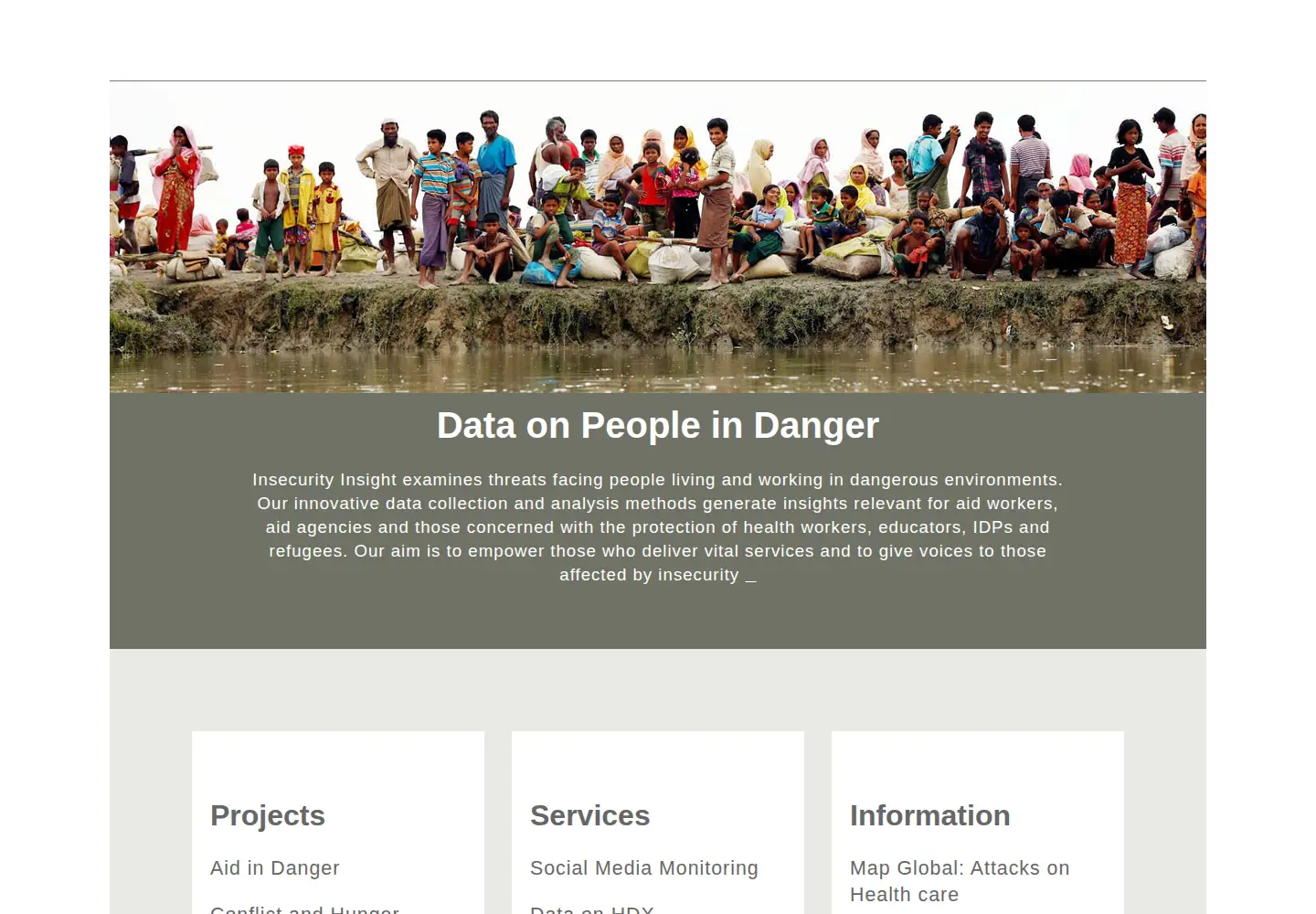Captured homepage of insecurityinsight.org in the current scan