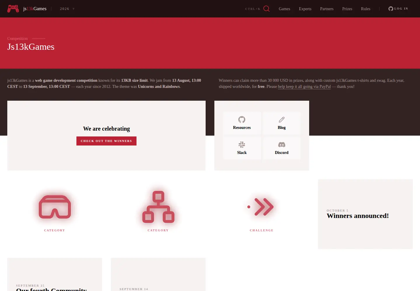 Screenshot of js13kgames.com
