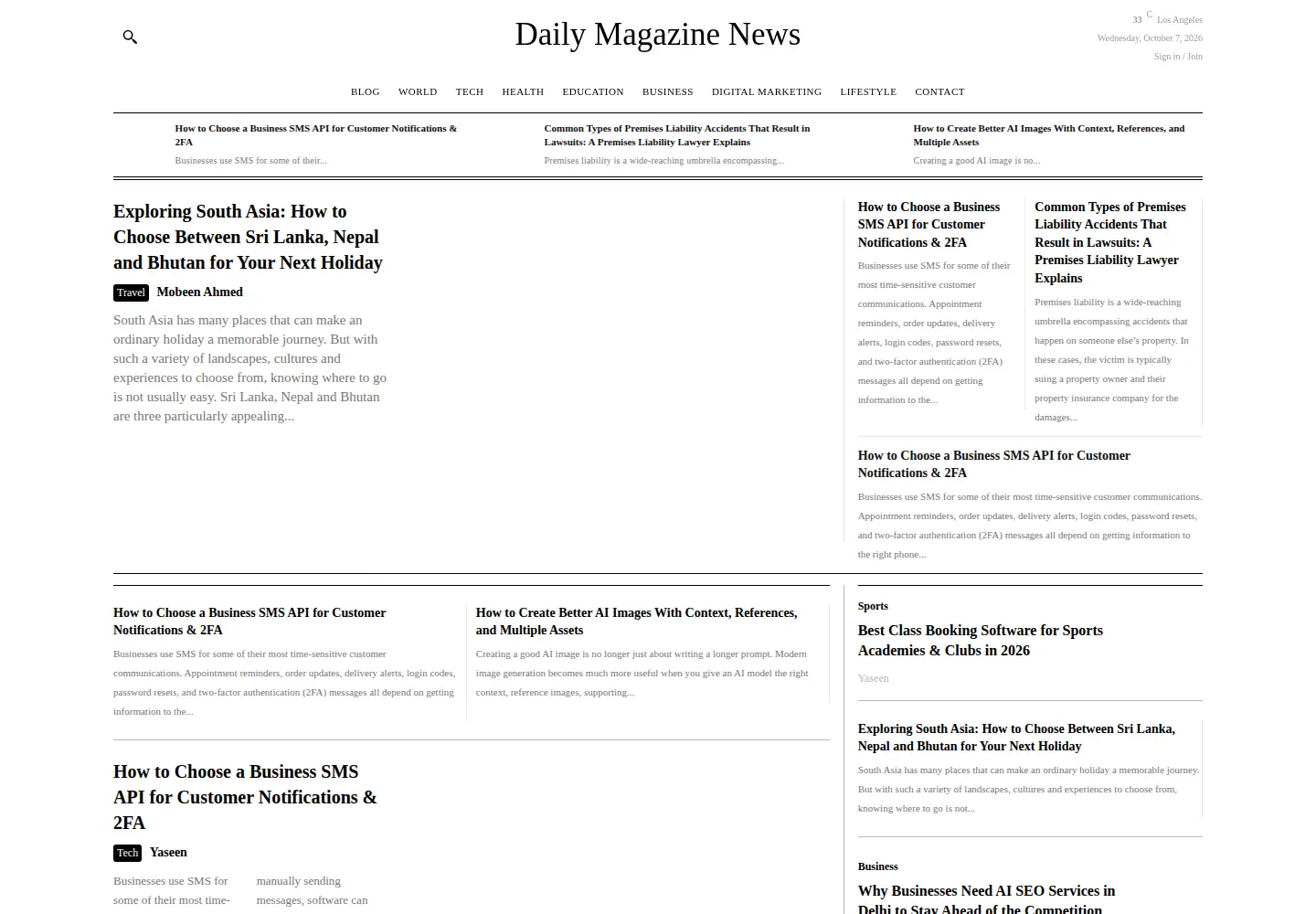 Captured homepage of dailymagazinenews.com in the current scan