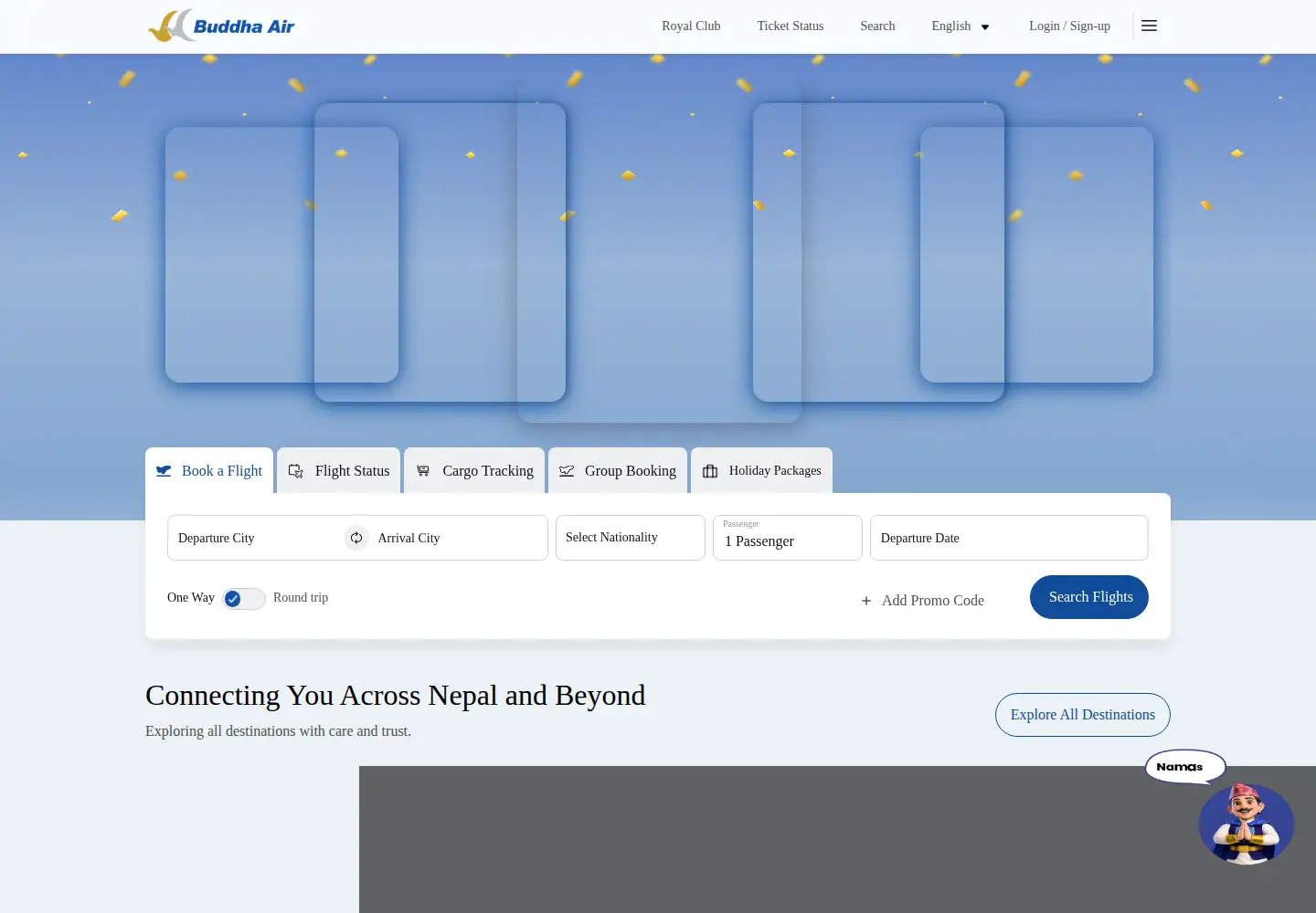 Screenshot of buddhaair.com
