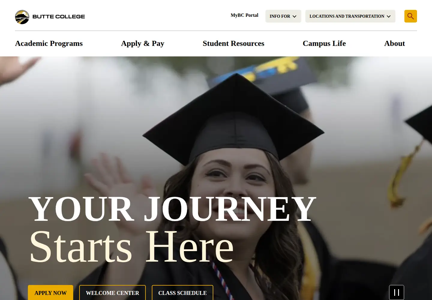 Screenshot of butte.edu