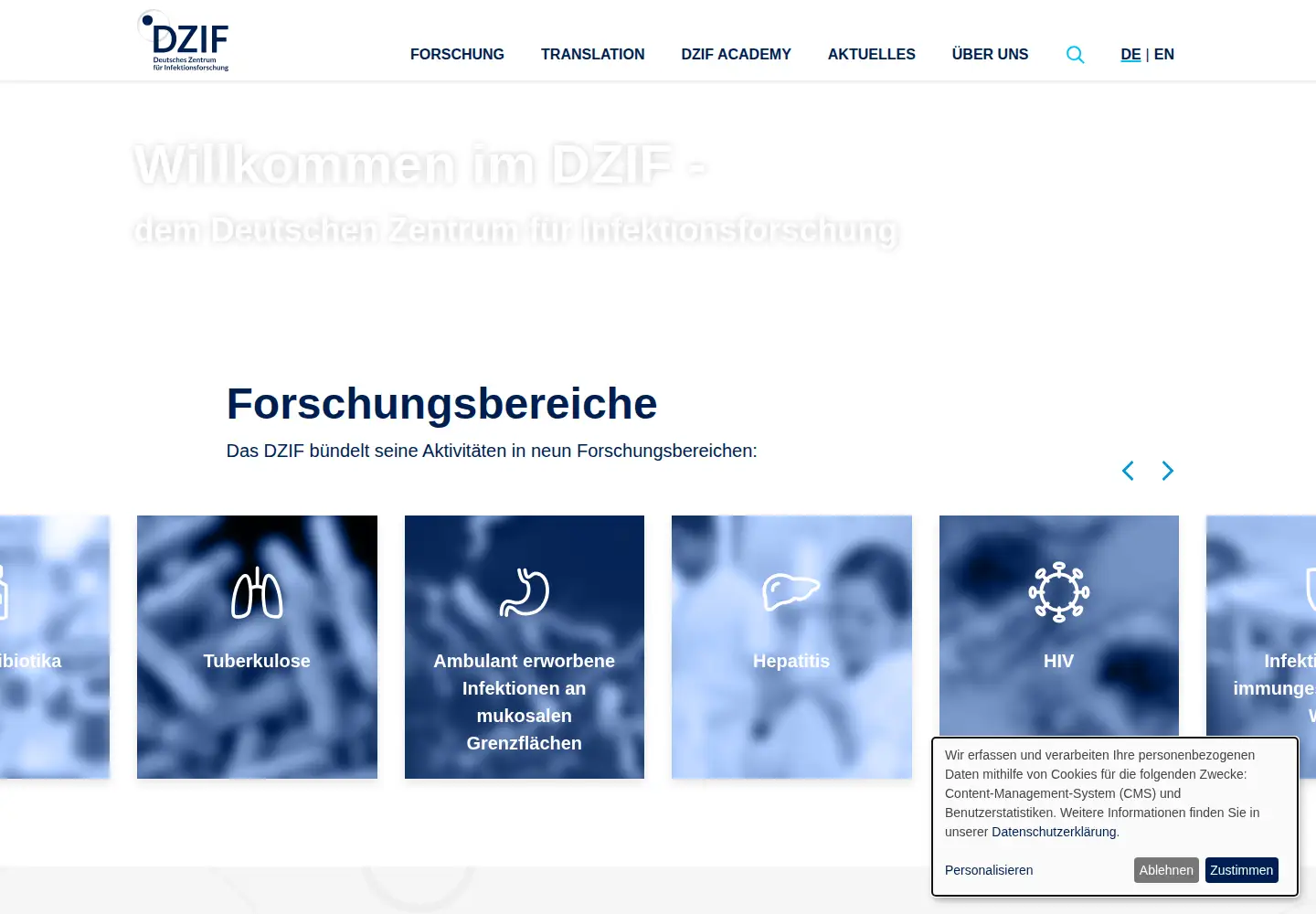Screenshot of dzif.de