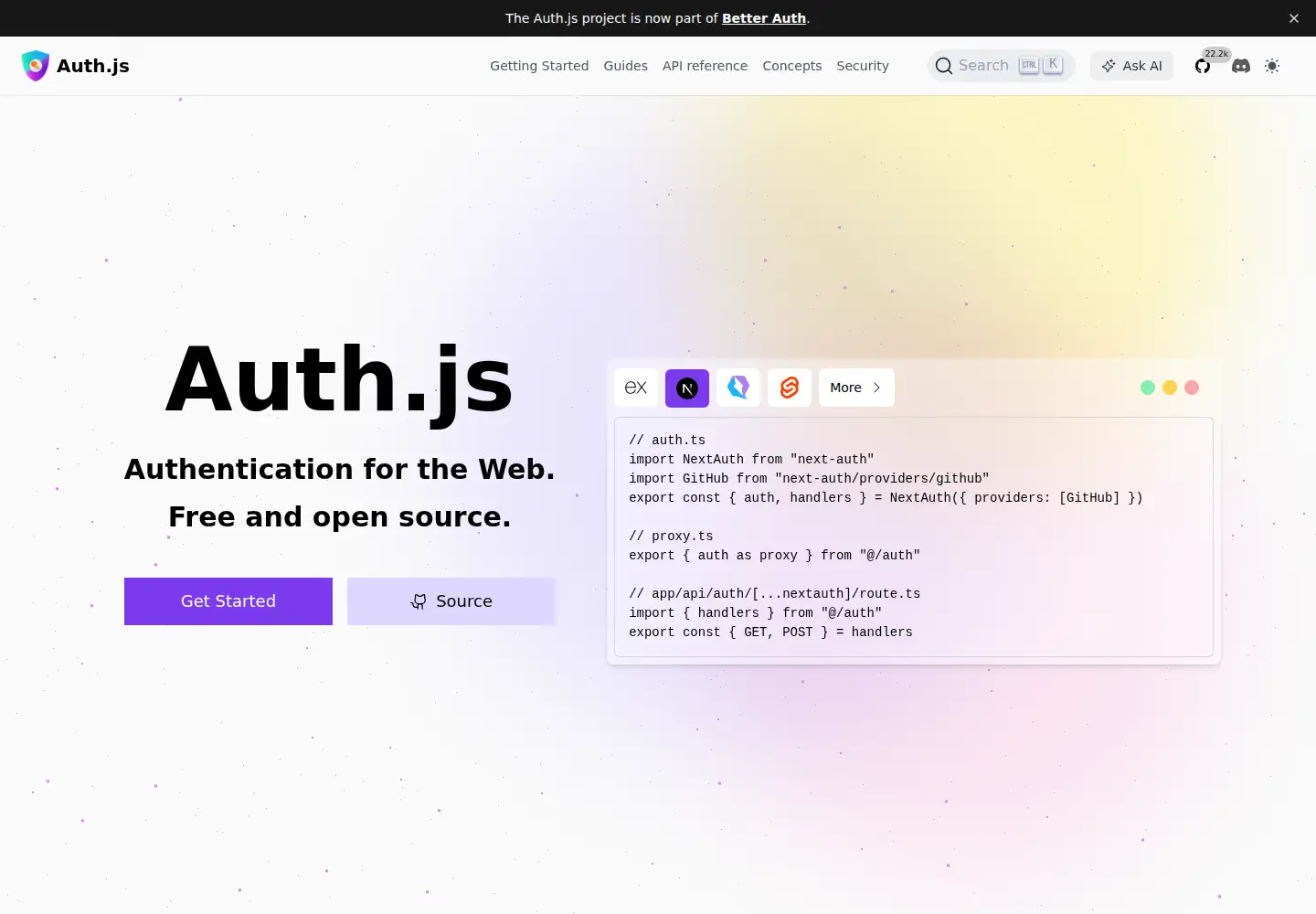 Screenshot of authjs.dev