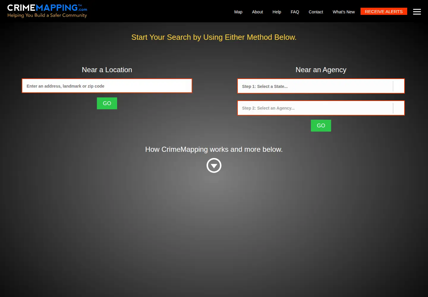 Screenshot of crimemapping.com