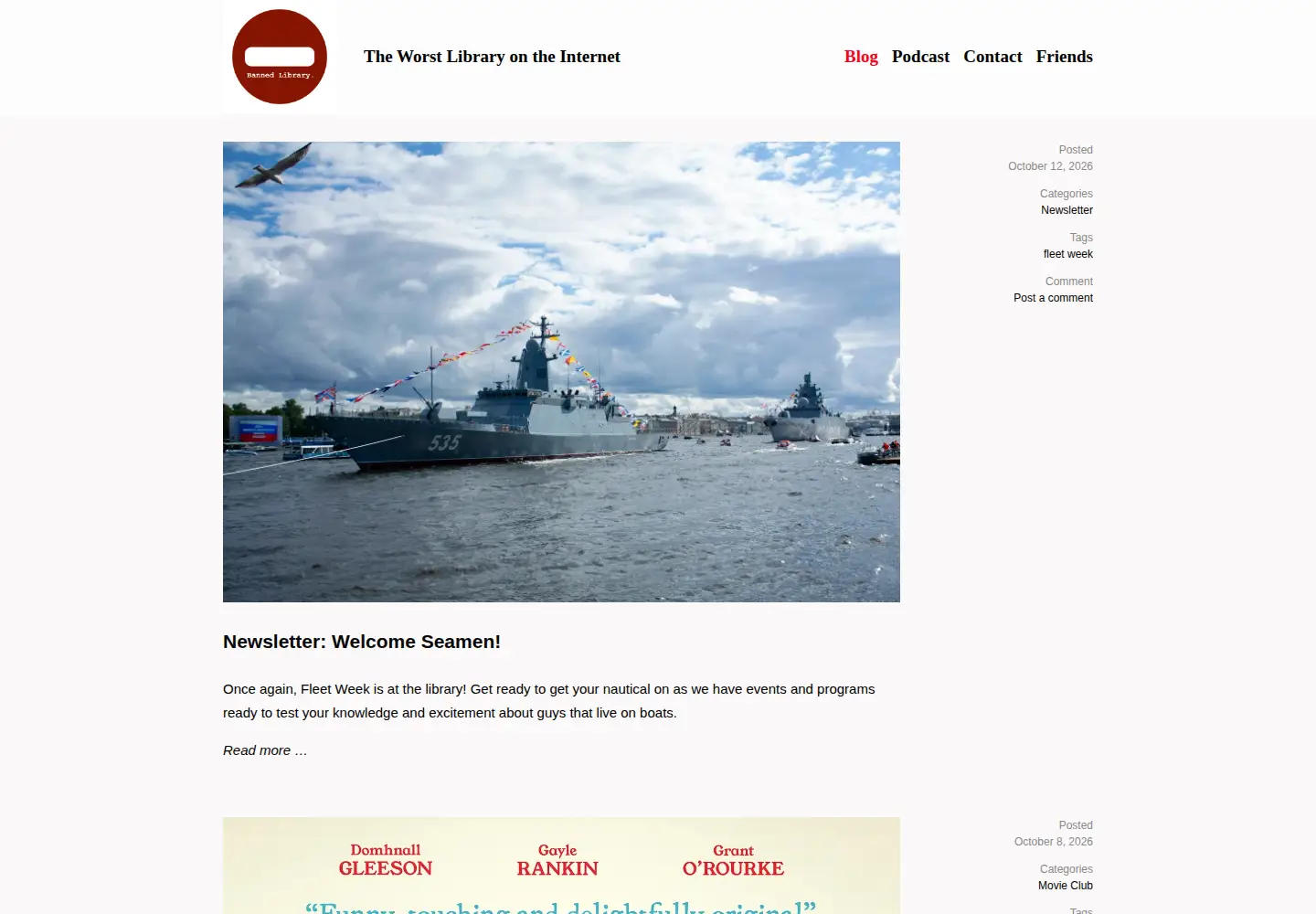 Captured homepage of bannedlibrary.com in the current scan