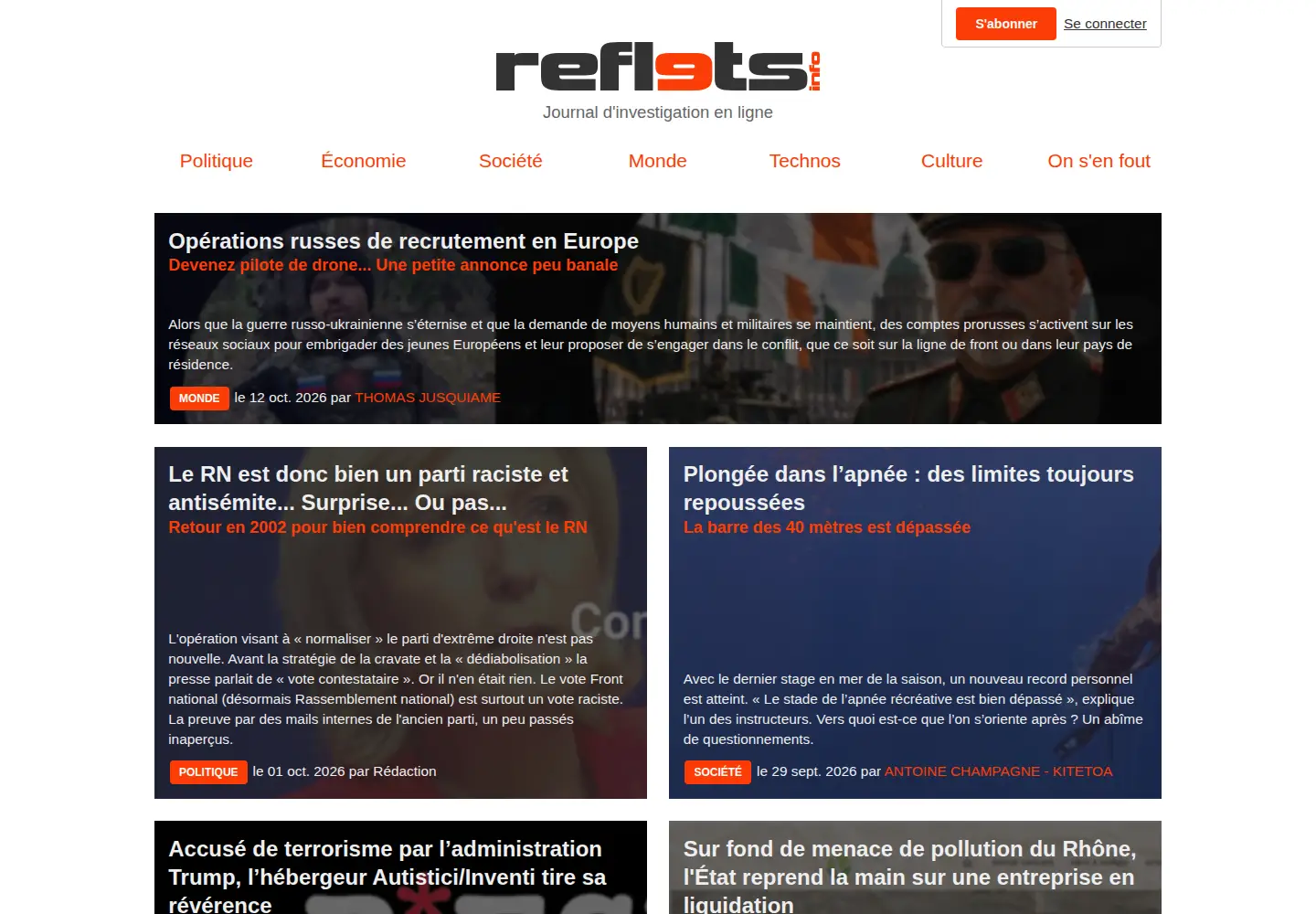 Screenshot of reflets.info