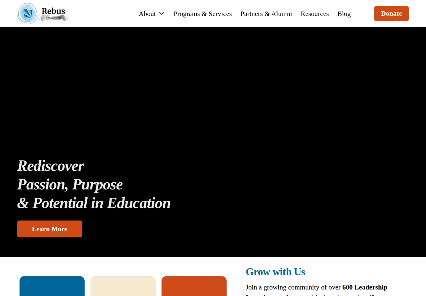Captured homepage of rebus.community in the current scan