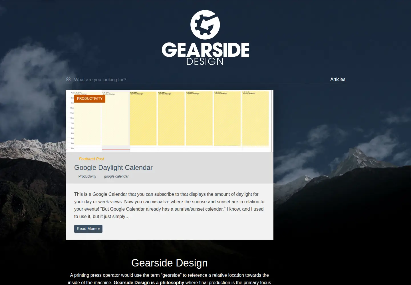 Captured homepage of gearside.com in the current scan