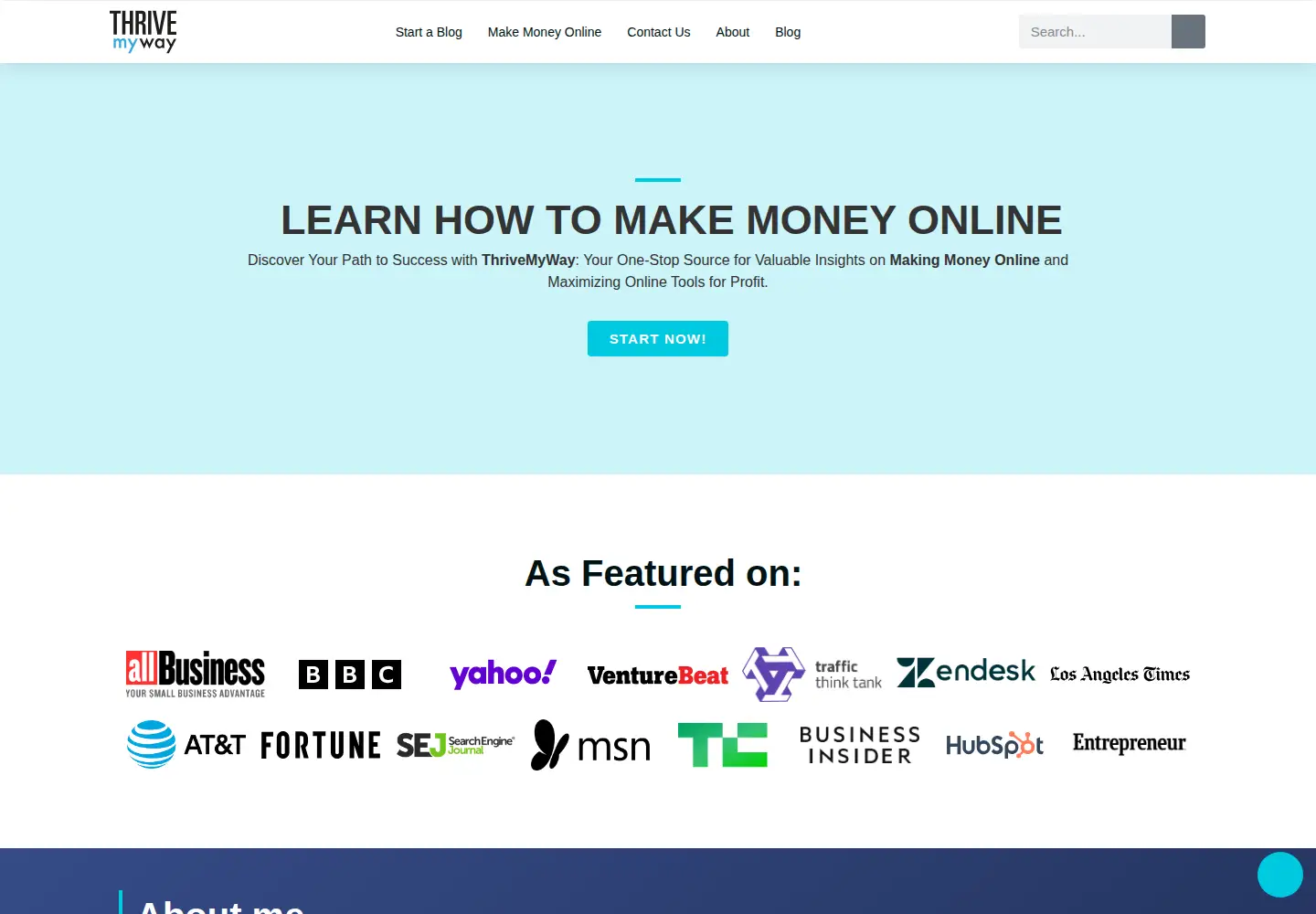 Captured homepage of thrivemyway.com in the current scan