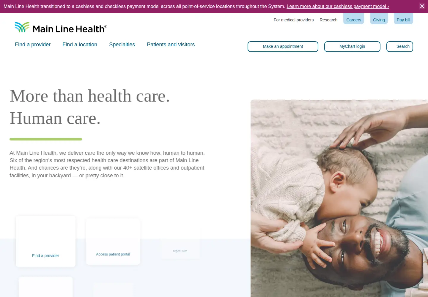 Captured homepage of mainlinehealth.org in the current scan