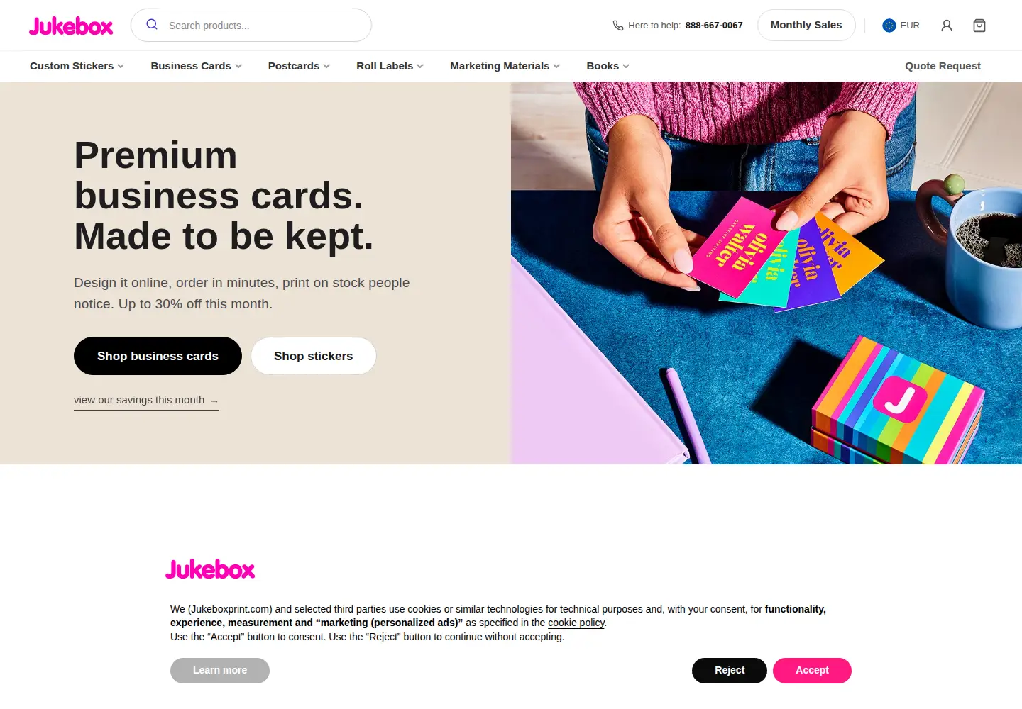 Captured homepage of jukeboxprint.com in the current scan