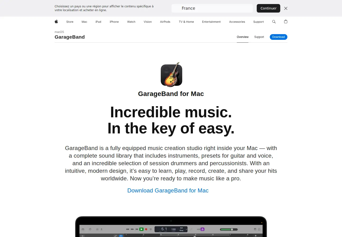 Screenshot of garageband.com