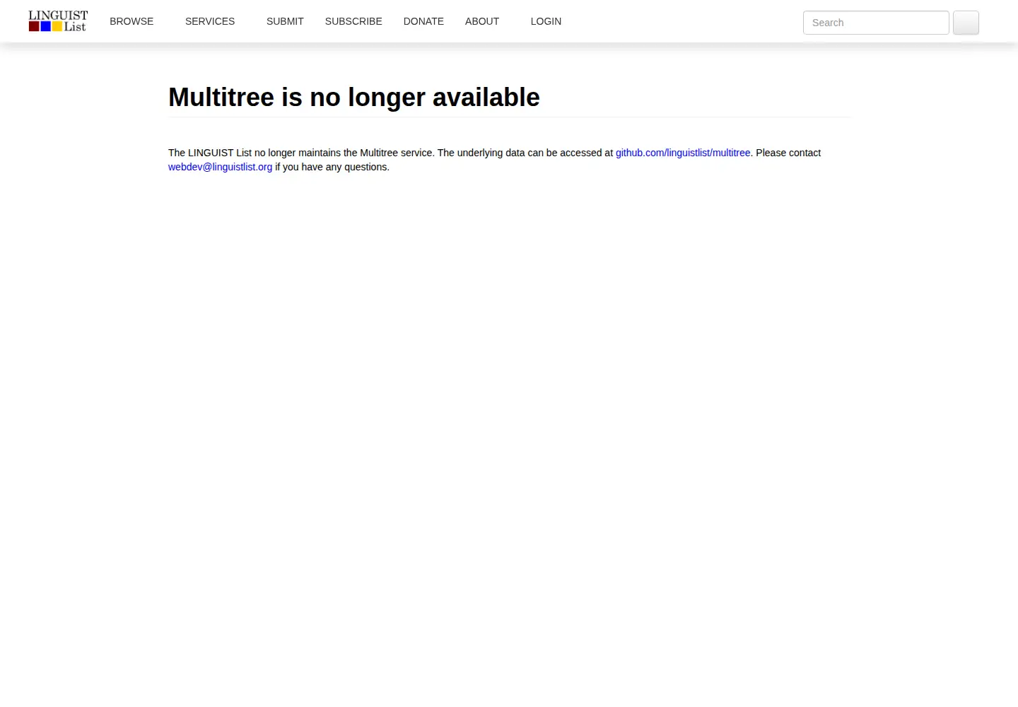 Captured homepage of multitree.org in the current scan