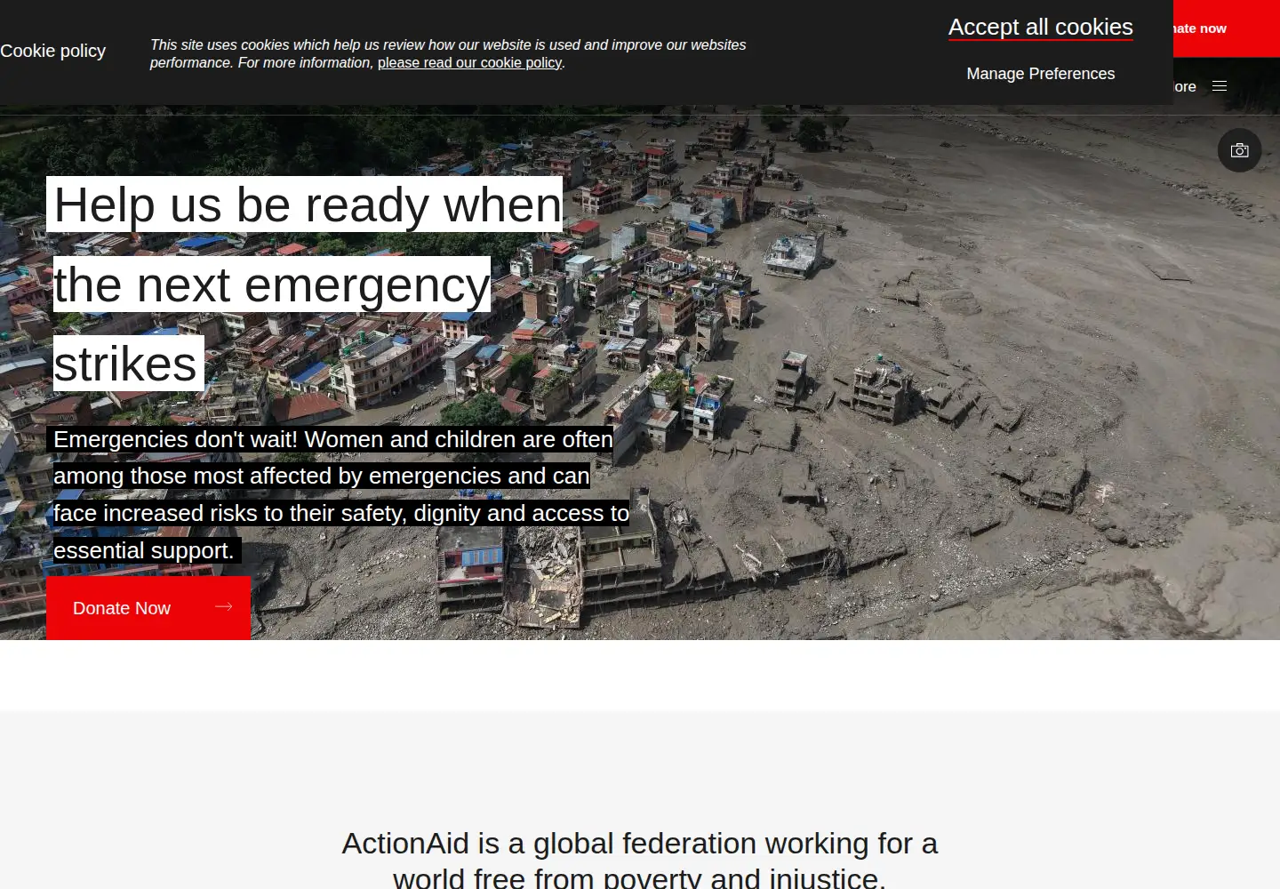 Screenshot of actionaid.org