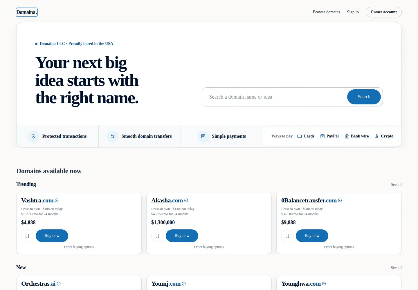 Screenshot of domaina.com