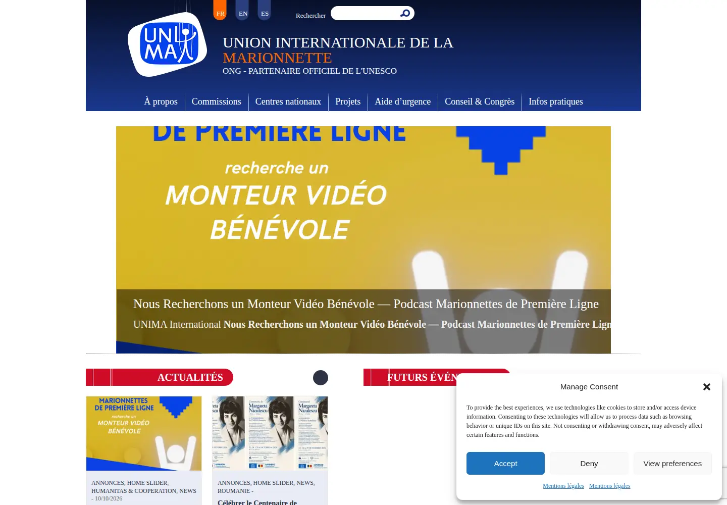 Screenshot of unima.org