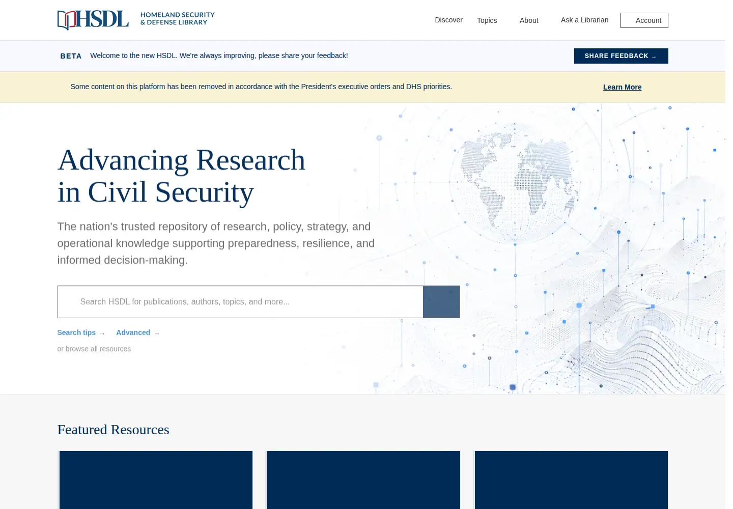 Screenshot of hsdl.org