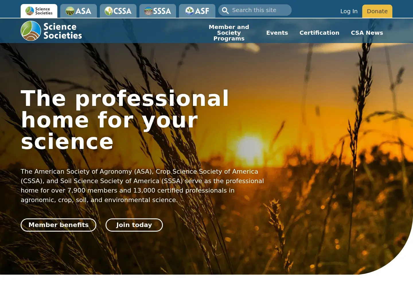 Screenshot of sciencesocieties.org