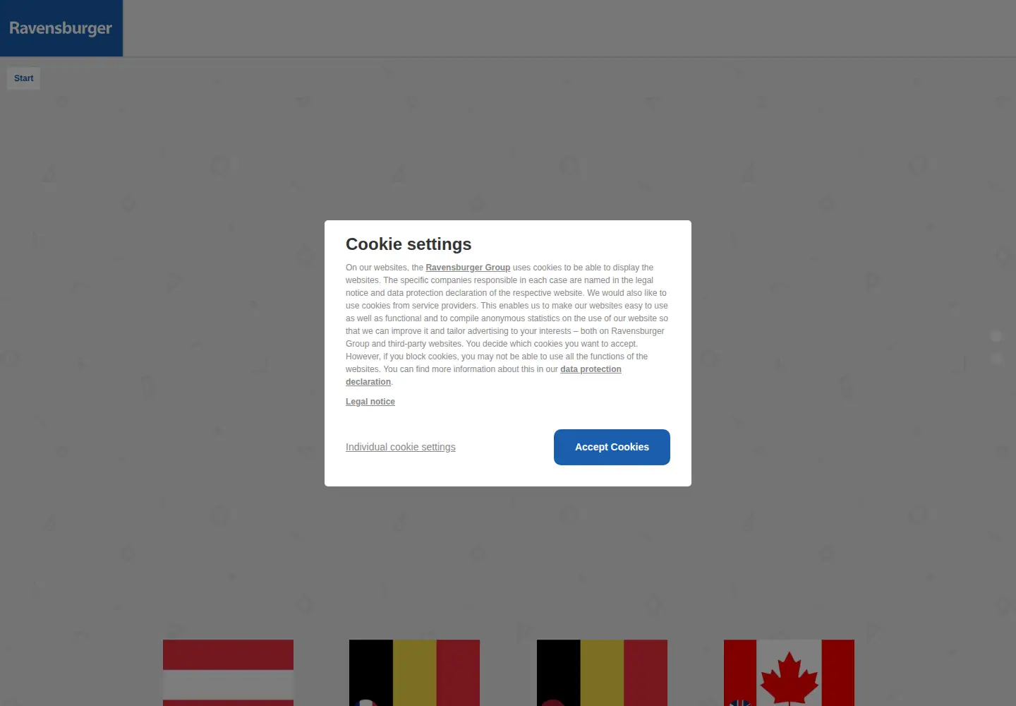 Captured homepage of ravensburger.org in the current scan