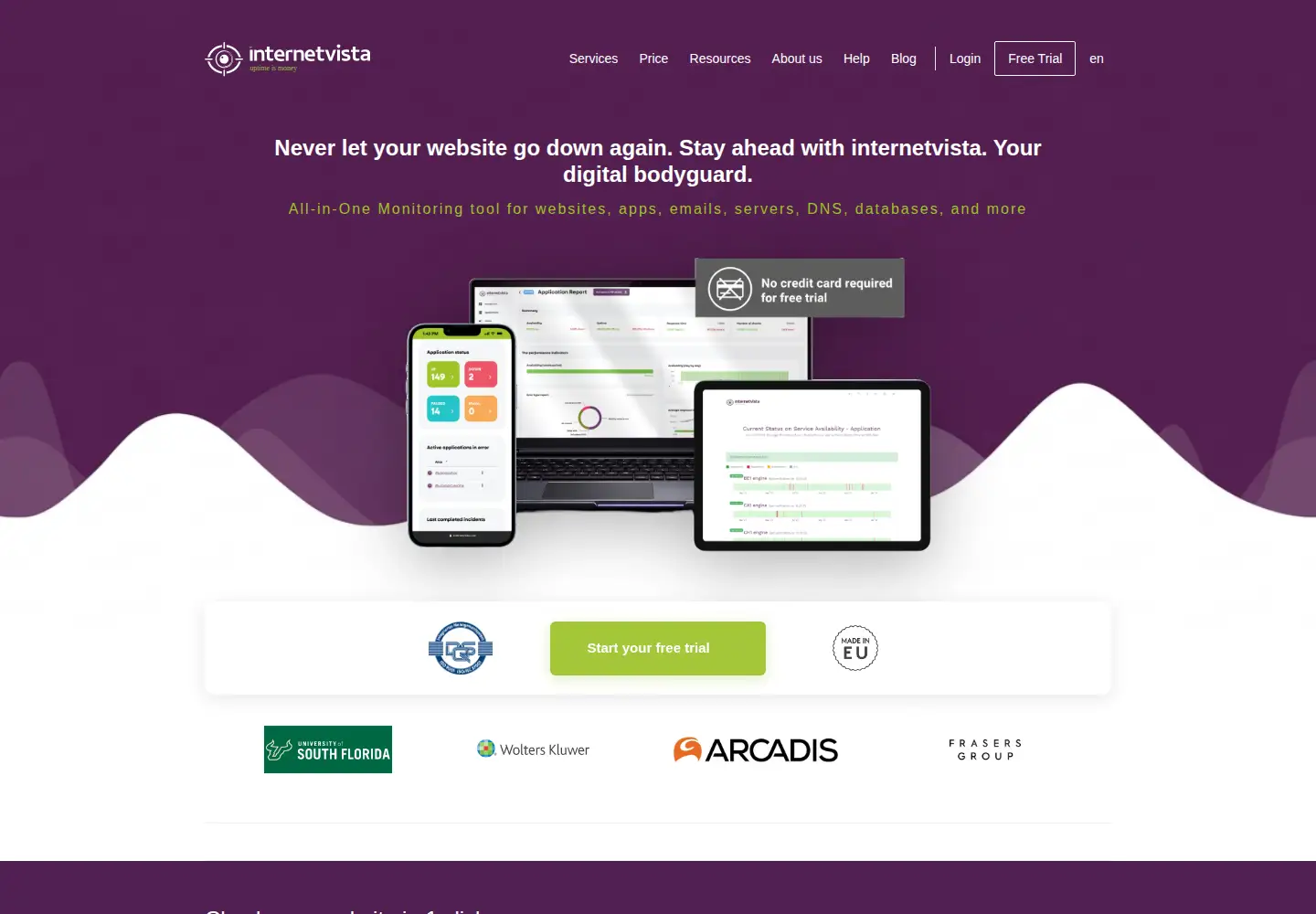 Captured homepage of internetvista.com in the current scan