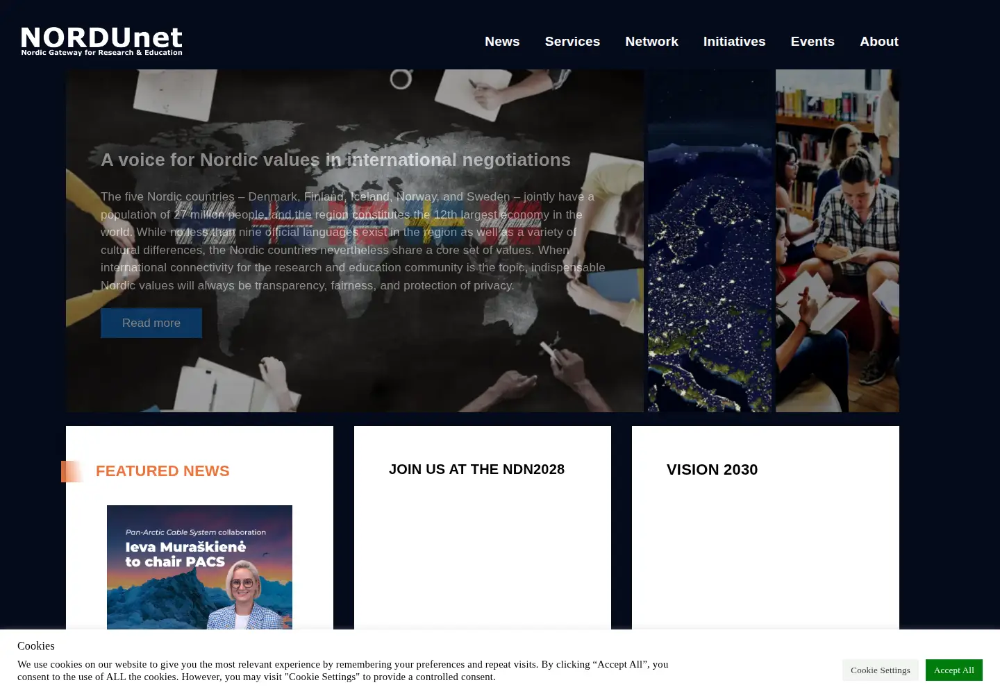 Captured homepage of nordu.net in the current scan