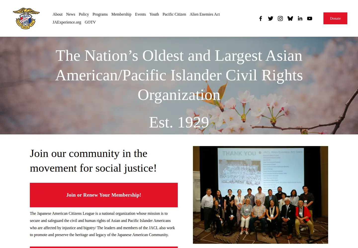 Screenshot of jacl.org