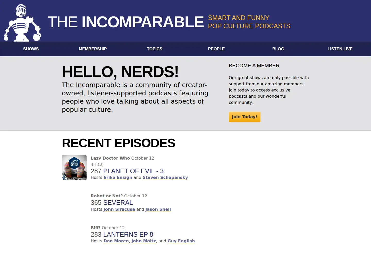 Screenshot of theincomparable.com