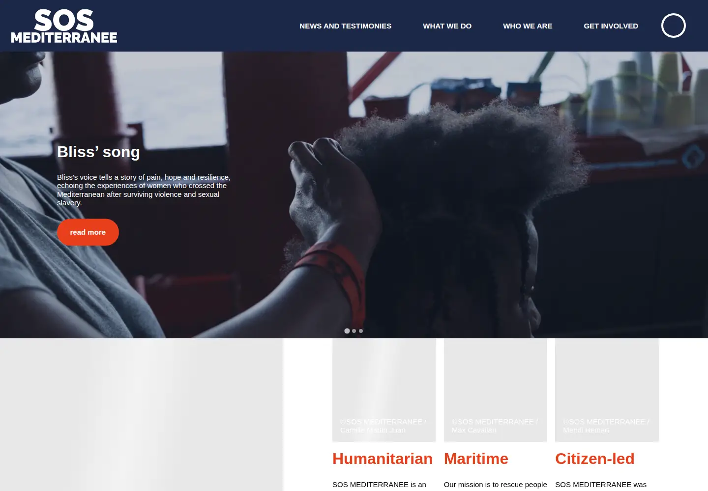 Captured homepage of sosmediterranee.org in the current scan