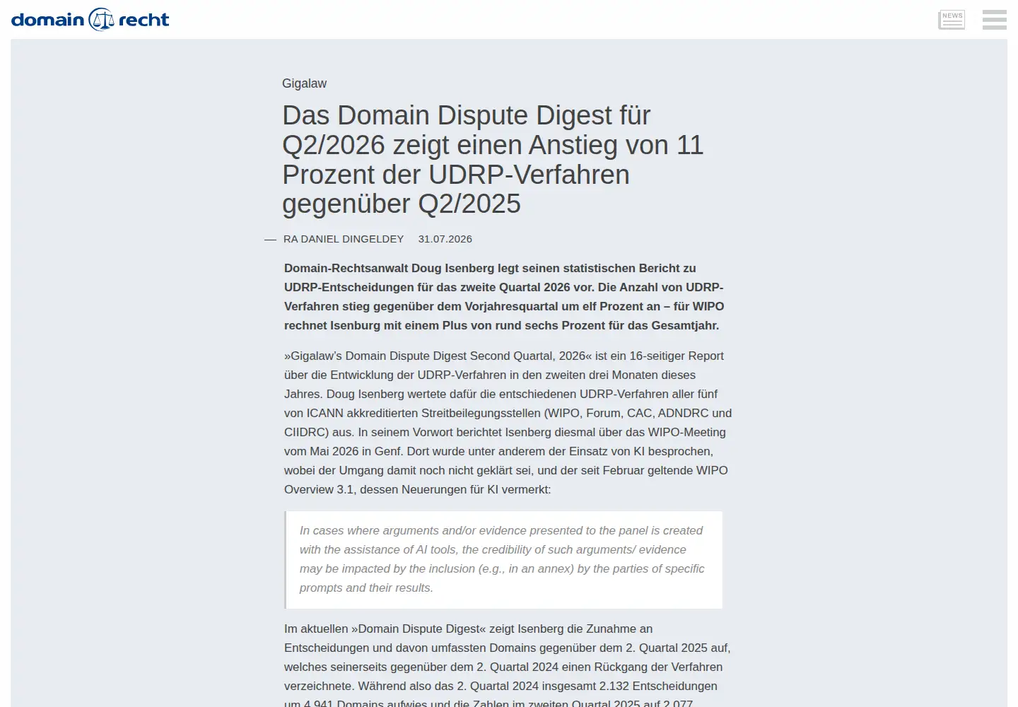 Screenshot of domain-recht.de