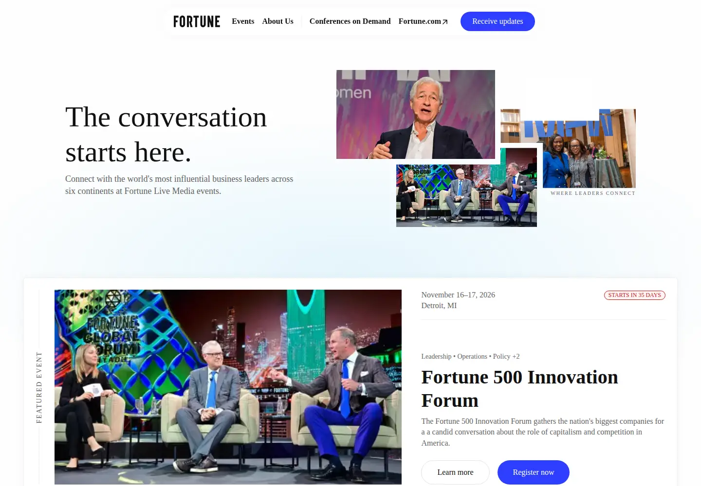 Captured homepage of fortuneconferences.com in the current scan