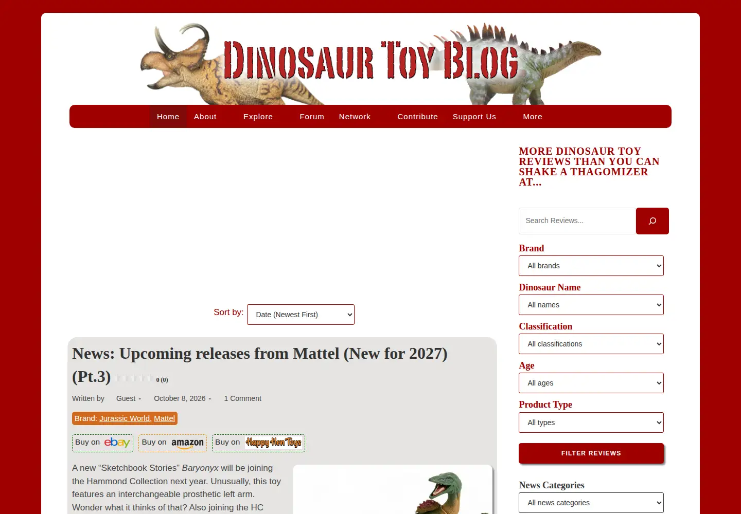 Screenshot of dinotoyblog.com