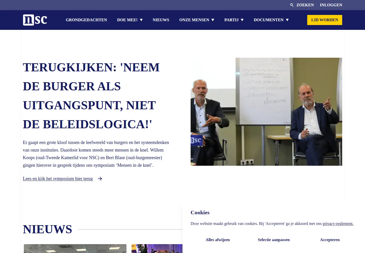 Screenshot of partijnieuwsociaalcontract.nl