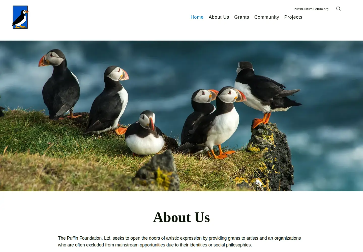 Screenshot of puffinfoundation.org