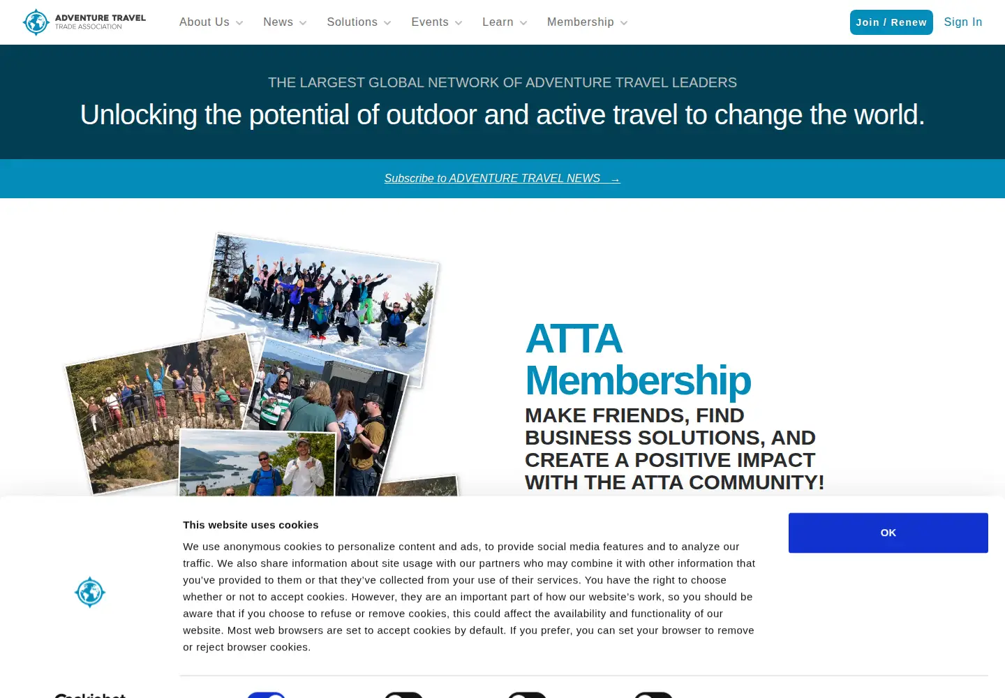 Captured homepage of adventuretravel.biz in the current scan