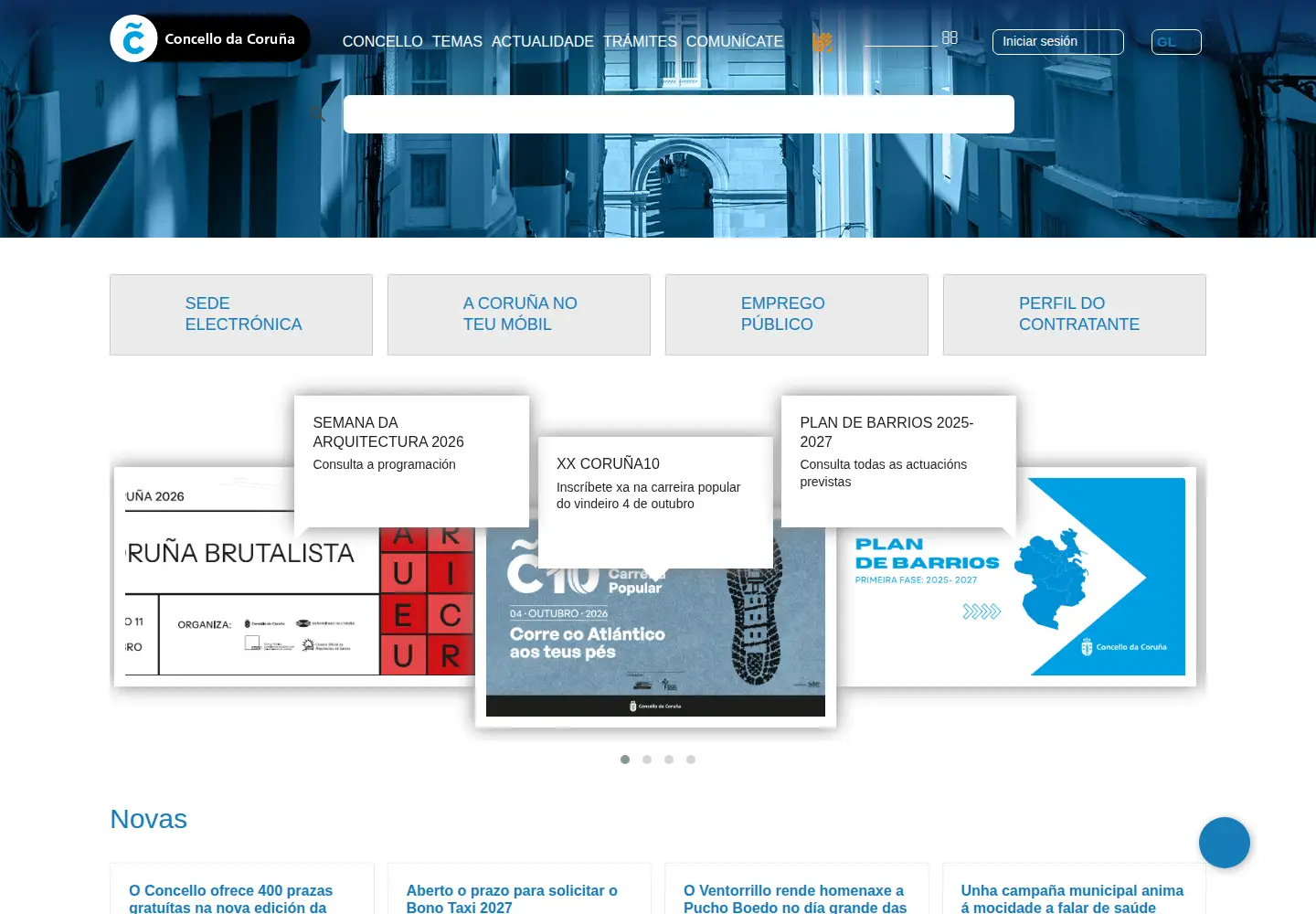 Captured homepage of coruna.gal in the current scan
