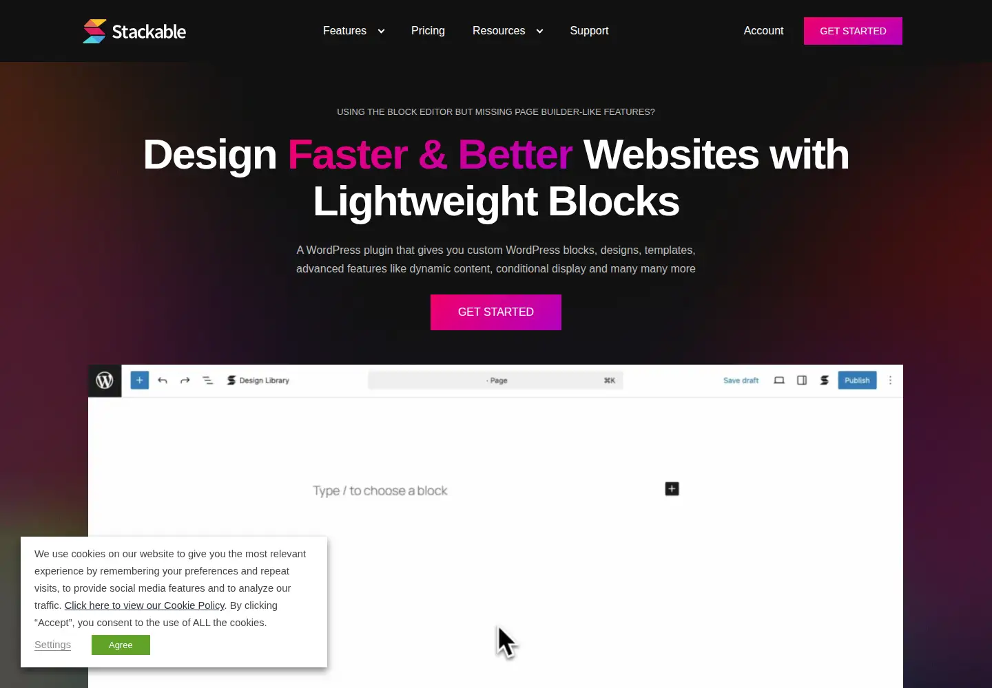 Captured homepage of wpstackable.com in the current scan