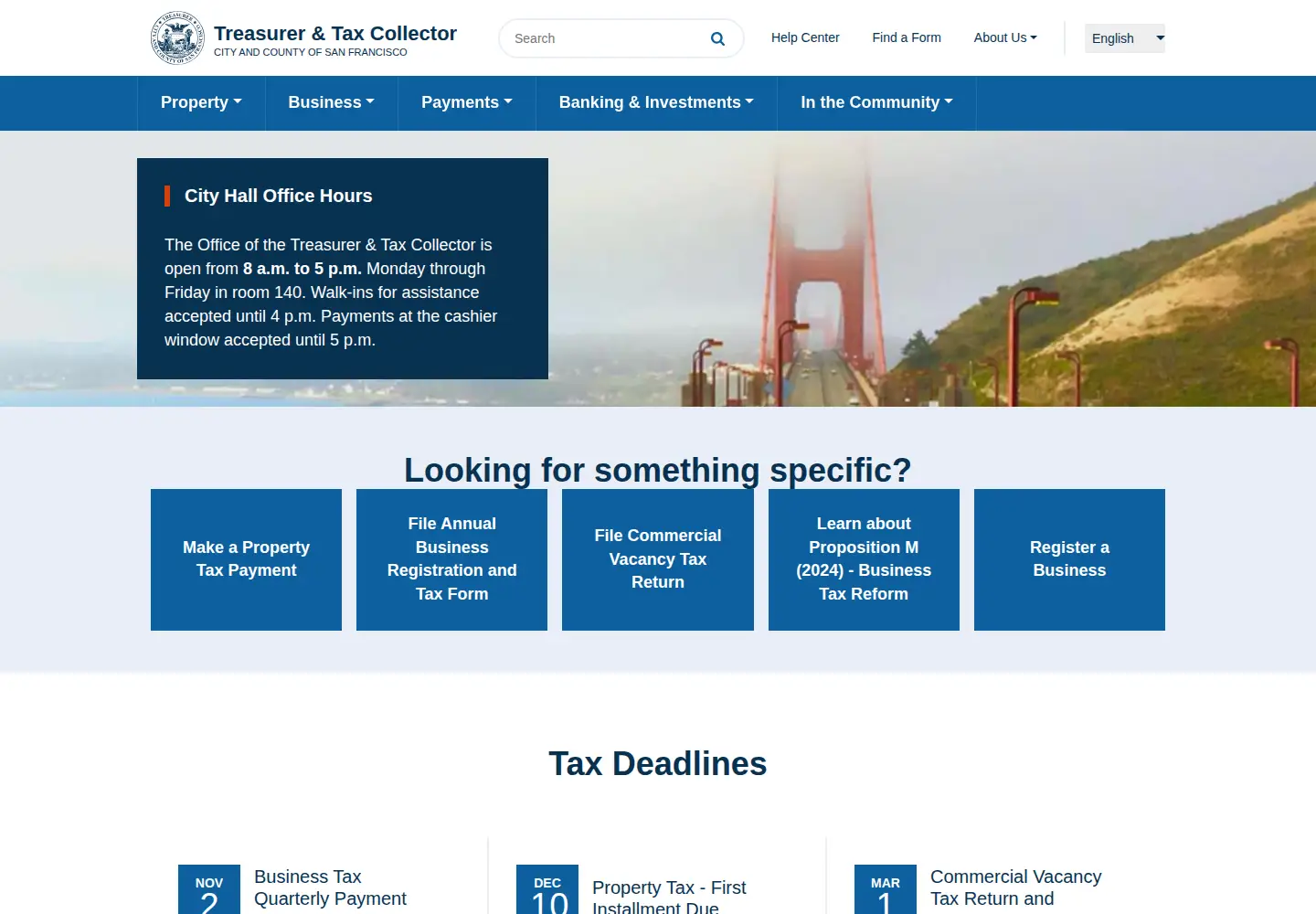 Captured homepage of sftreasurer.org in the current scan